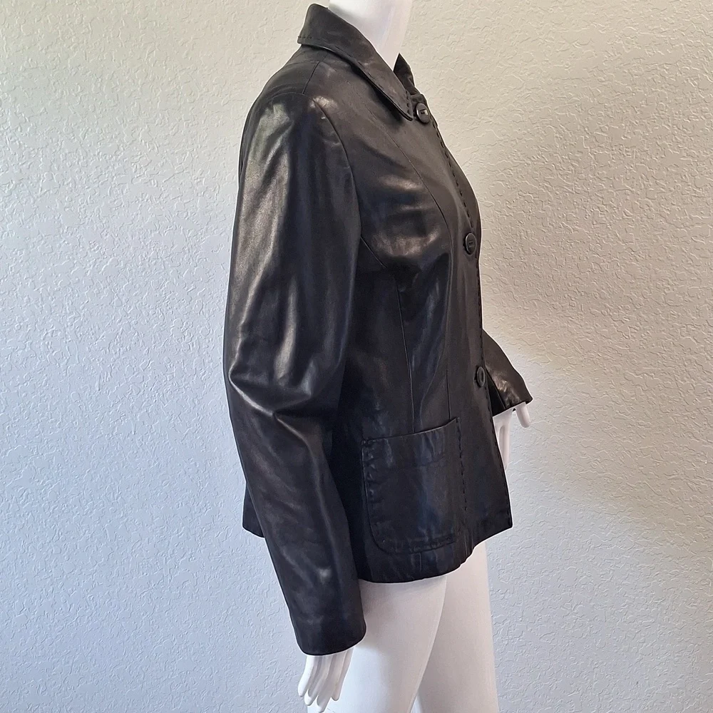 Jones New York Black lamb skin Jacket - Picture 6 of 13